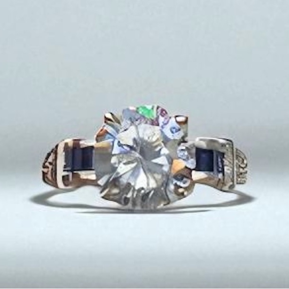 Cubic Zirconia & Blue Topaz SETA 925 Size 6 Ring